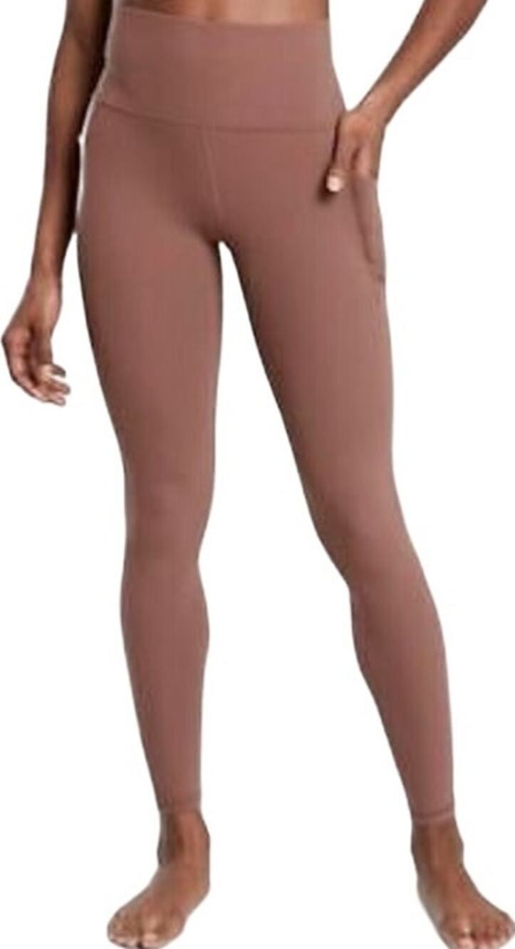 Athleta Salutation Stash Pocket II Tight UPF 50+ Powervita Compression Brown S